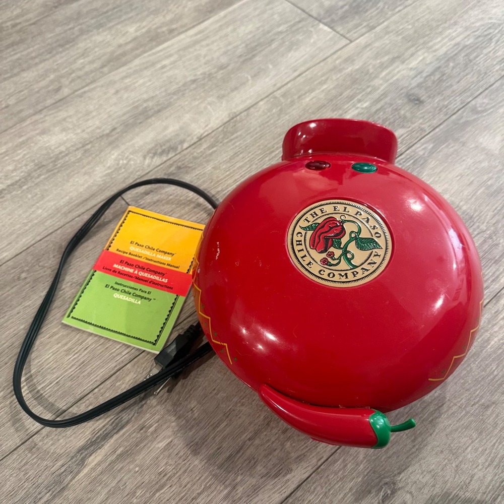 Vintage El Paso Chile Company Quesadilla  Maker Red Sensio‎ with Recipe Manual